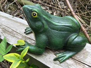 Schöner gusseiserner Frosch, passt gut zum Teich!